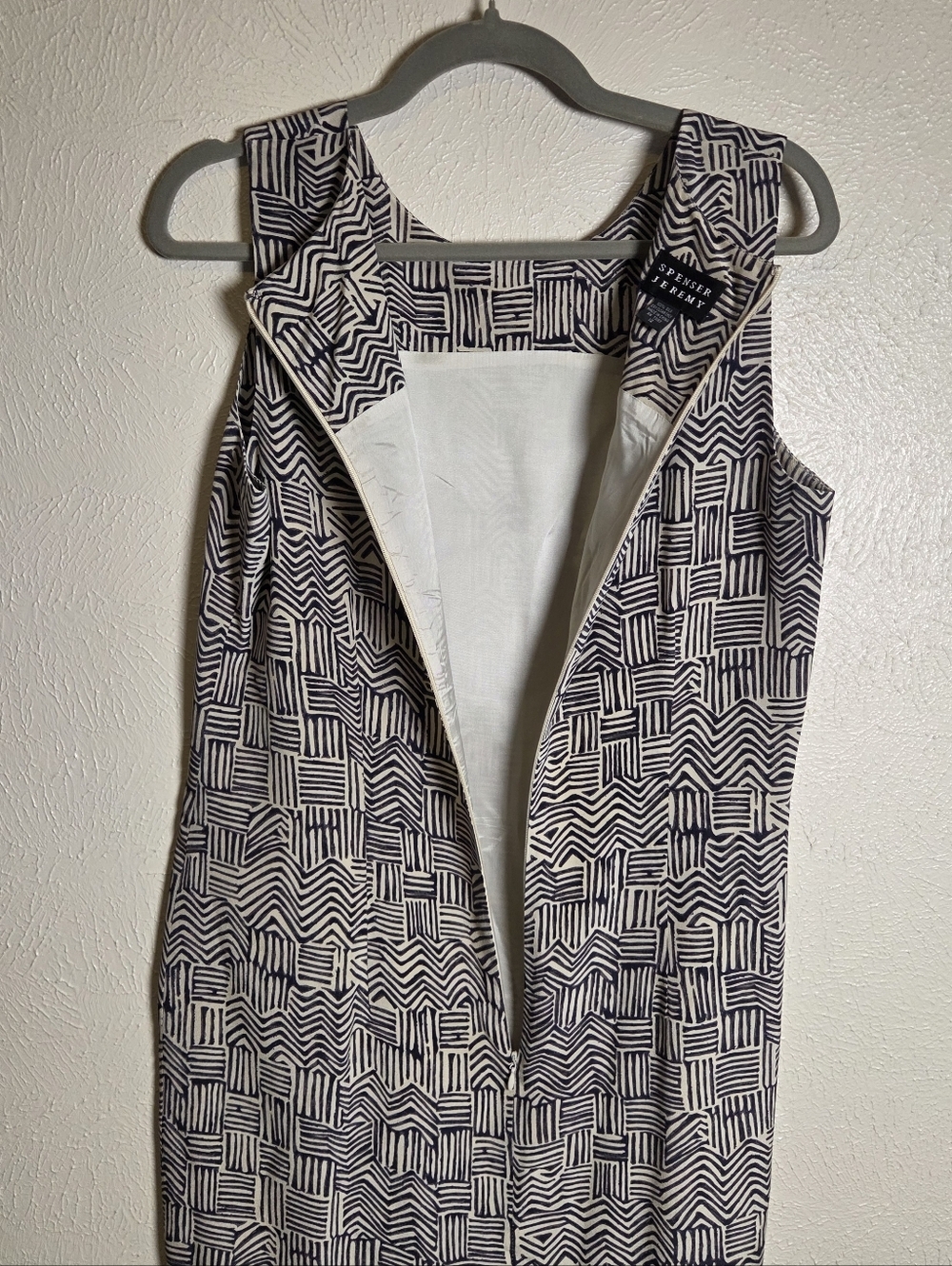 Vintage Spenser Jeremy Silk Sleeveless Maxi Dress Geometric Artsy Y2k 90s Sz 12 - Picture 5 of 10